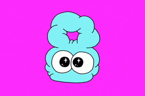 Cartoon Number 8 With Big Eyes on Pink Background