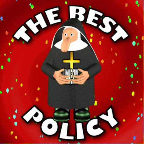 Cartoon Nun Holding Cross Saying The Best Policy