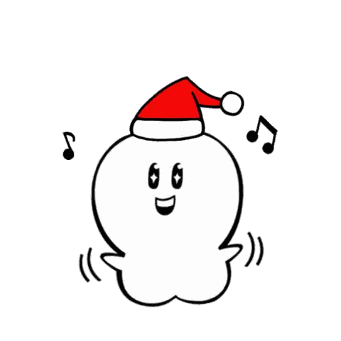 Cartoon Octopus Dancing in Santa Hat