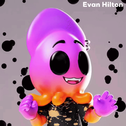 Cartoon Octopus With Evan Hilton on Bottom Right