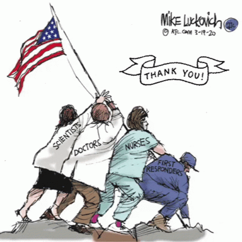 Cartoon of Doctors Nurses and First Responders