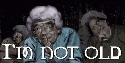 Cartoon of Elderly Woman With Words I'm Not Old