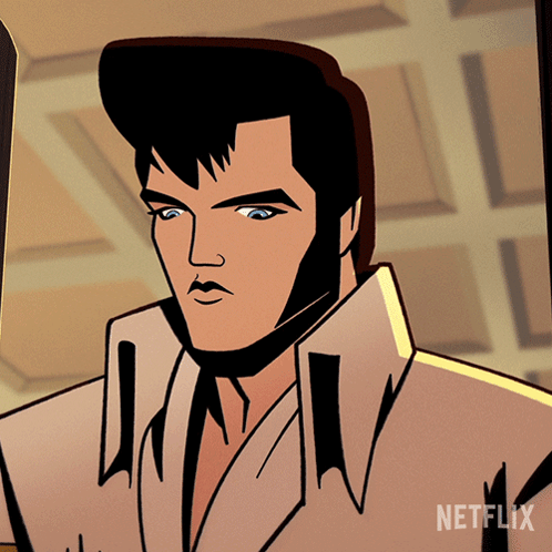 Cartoon of Elvis Presley With Netflix Written on Bottom