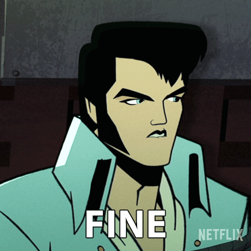 Cartoon of Elvis Presley With Word Fine on Chest