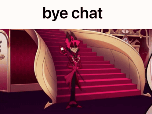 Cartoon On Red Stairs Bye Chat GIF