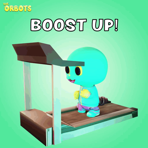 Cartoon on Treadmill With Boost Up
