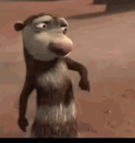 Cartoon Opossum Arm Outstretched Sandy Surface