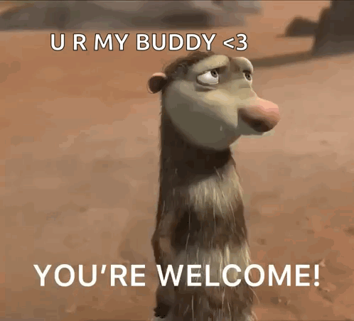 Cartoon Opossum Peace Sign Saying You're Welcome
