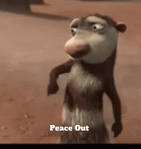 Cartoon Opossum Saying Peace Out