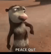 Cartoon Opossum Standing in Dirt Peace Out