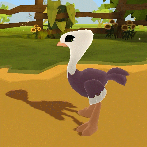 Cartoon Ostrich Standing With Sunflowers GIF