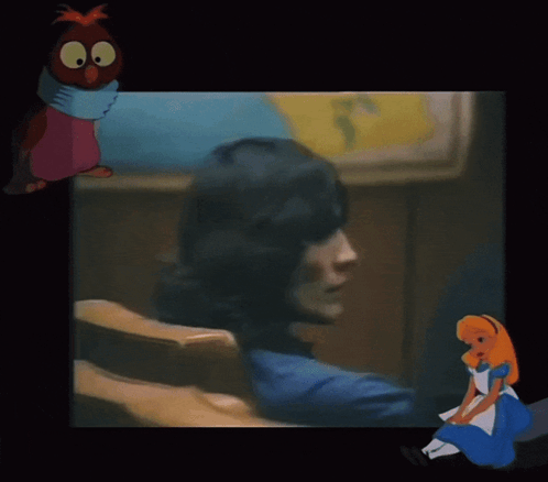 Cartoon Owl And Alice In Wonderland GIF
