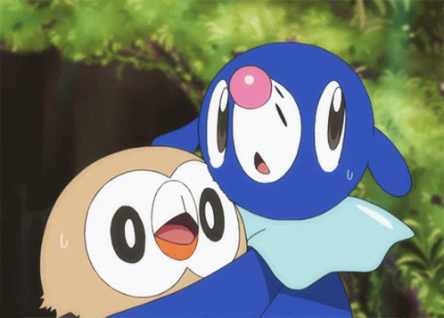 Cartoon Owl and Blue Penguin Hugging with 030 on Faces