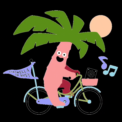 Cartoon Palm Tree Riding Bike GIF
