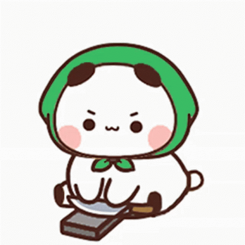Cartoon Panda Bear Sitting on Stool