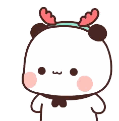 Cartoon Panda Bear with Antler Headband