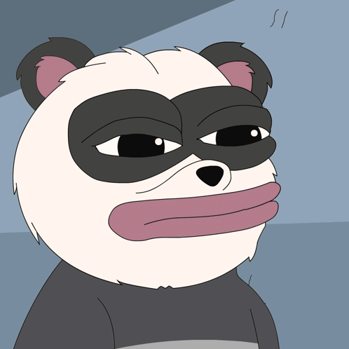 Cartoon Panda Bear With Pink Tongue and Black Mask