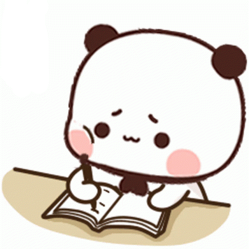 Cartoon Panda Bear Writing in Notebook