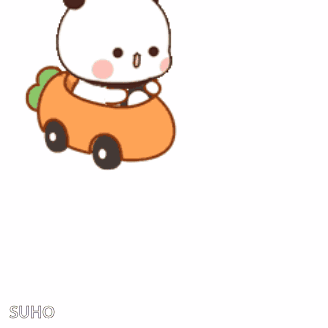 Cartoon Panda Driving Car With Chinese Writing GIF