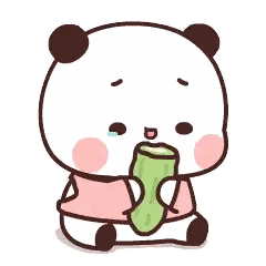 Cartoon Panda Eating Cucumber