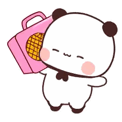 Cartoon Panda Holding Pink Briefcase with Cookie