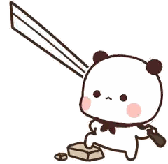 Cartoon Panda Holding Sword and Gun