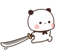 Cartoon Panda Holding Sword