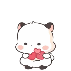 Cartoon Panda Holding Two Hearts