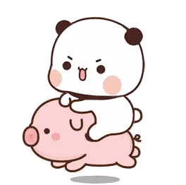 Cartoon Panda Riding Pink Pig