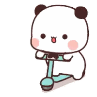 Cartoon Panda Riding Scooter