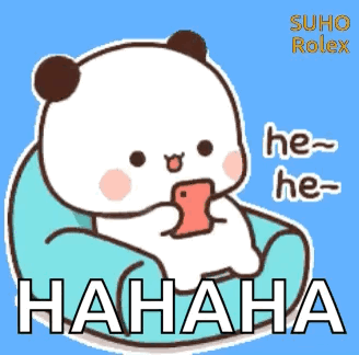 Cartoon Panda Sitting Holding Cell Phone