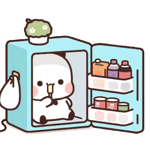 Cartoon Panda Sitting In Refrigerator GIF