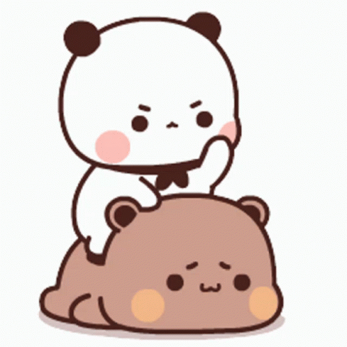 Cartoon Panda Sitting On Another Bear GIF