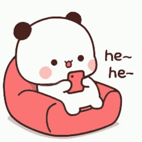 Cartoon Panda Sitting On Bean Bag Eating Candy GIF