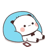 Cartoon Panda Sitting on Blue Couch