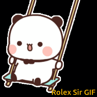Cartoon Panda Sitting On Swing GIF