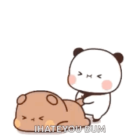Cartoon Panda Standing Next to Lying Bear