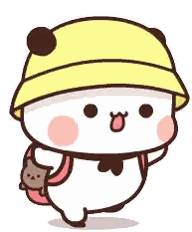 Cartoon Panda with Yellow Hat and Backpack