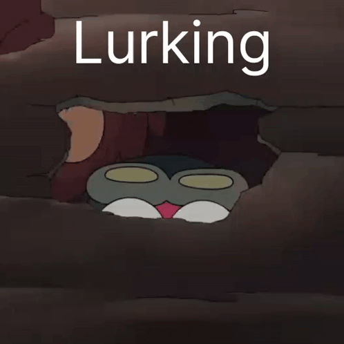 Cartoon Peeking Out Of Hole Saying Lurking GIF
