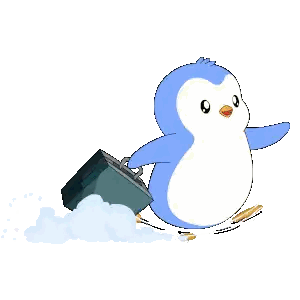 Cartoon Penguin Carrying Briefcase
