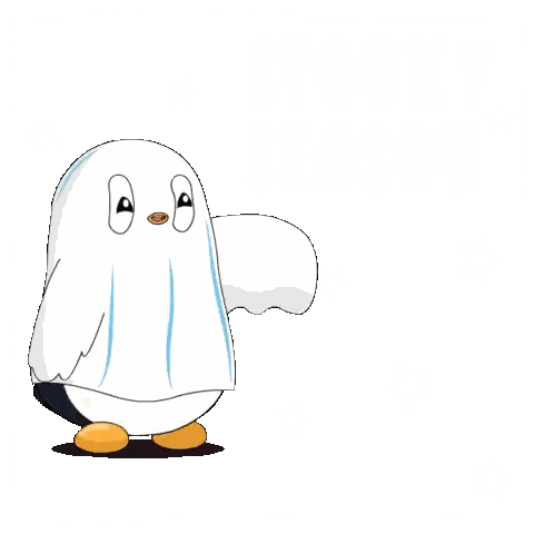 Cartoon Penguin Dressed as Ghost