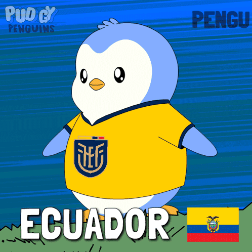 Cartoon Penguin From Ecuador In Yellow Jersey GIF