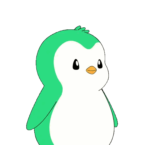 Cartoon Penguin Green Head White Body
