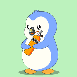 Cartoon Penguin Holding Bottle of Copium