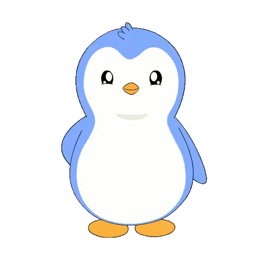 Cartoon Penguin Holding Cards Including Balloon
