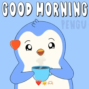 Cartoon Penguin Holding Cup With Igloo and Name Pengu