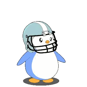 Cartoon Penguin Holding Football
