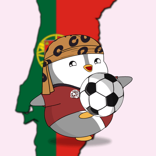 Cartoon Penguin Holding Soccer Ball