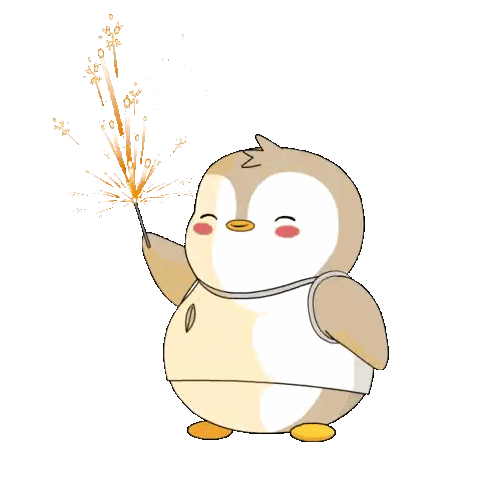 Cartoon Penguin Holding Sparkler