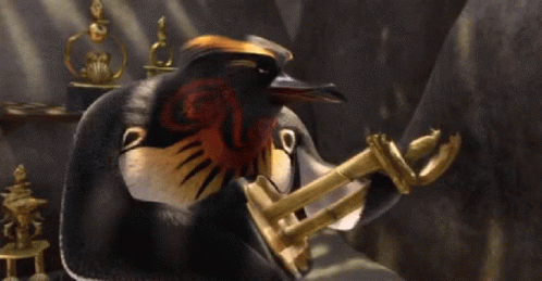 Cartoon Penguin Holding Trophy GIF